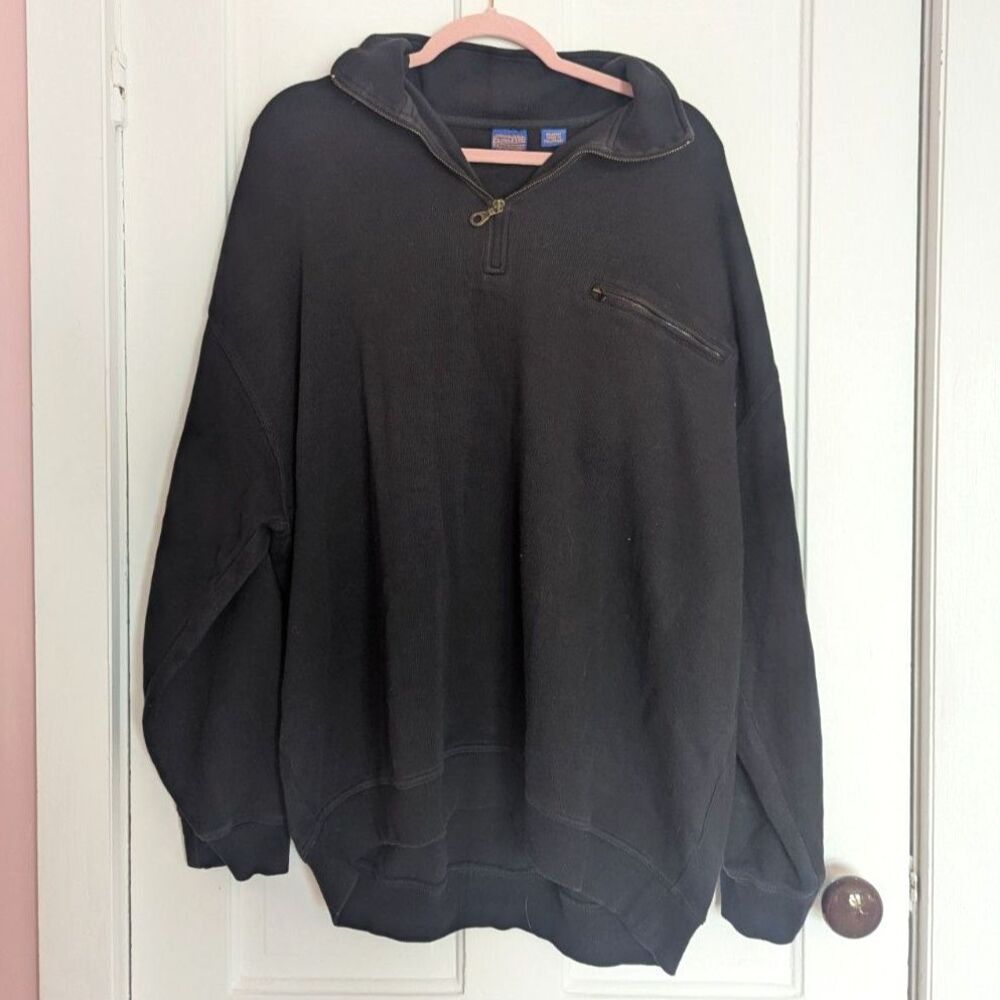 Pendleton Men’s 100% Cotton 1/4 Quarter Zip Sweater Black Size XXL